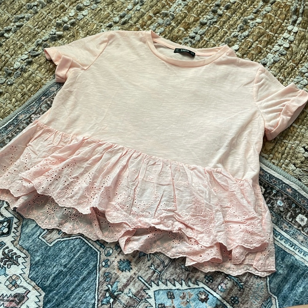 ruffle bottom pink top